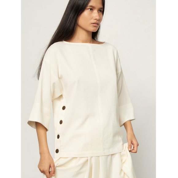 Mara Hoffman Tops - MARA HOFFMAN "Frankie" Cream Woven Boxy Blouse